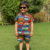 Baby/boy multi cartoon graphics style printed kids short and shirt