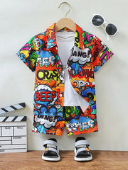 Baby/boy multi cartoon graphics style printed kids short and shirt