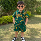 Baby/boy green chain style printed shirt and short
