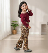 Baby Girl Maroon & Leopard Outfit Set