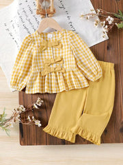 Baby Girl Honey Check Top & Pant Set