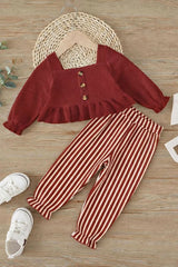 Baby Girl Stylish red Stripe Outfit Set
