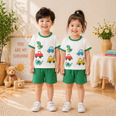 GREEN WHITE TRUCKS SHORT SET