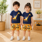EXCAVATOR PRINT SHORT-SLEEVE TEE & SHORTS SET