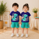 BLUE GREEN PRINTED KIDS SHORT SLEEVE KIDS WEAR