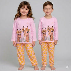 Pink Safari Giraffe Printed Kids Wear