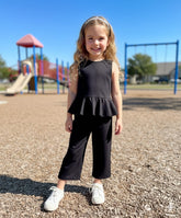 Charming Black Cotton Jersey Playground Outfit for Kids