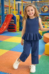 Charming Blue Cotton Jersey Playground Outfit for Kids