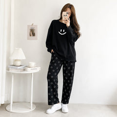 Black Smile Printed Women's PJ Sets