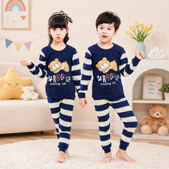 BLUE ROLL UP PRINTED KIDS WEAR
