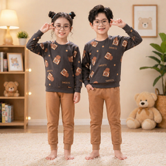 BROWN COOKIE PRINTED KIDS WEAR