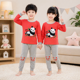 Red and Grey Panda Printed Kids Wear For Baby And Baba
