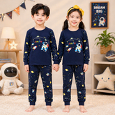 BLUE SPACESHIP PRINTED KIDS WEAR