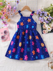 Baby Girl Blue Floral Printed Dress