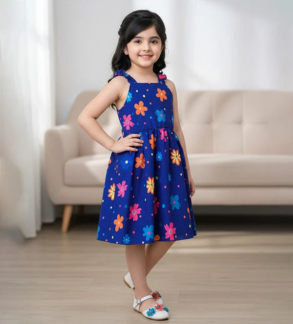 Baby Girl Blue Floral Printed Dress