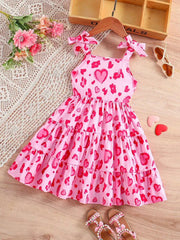 Baby Girl Pink Heart Printed Dress