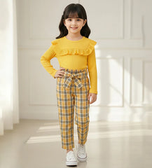 Baby Girl Stylish Yellow Ribbed Set