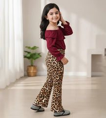 Baby Girl Maroon & Leopard Outfit Set