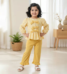 Baby Girl Honey Check Top & Pant Set