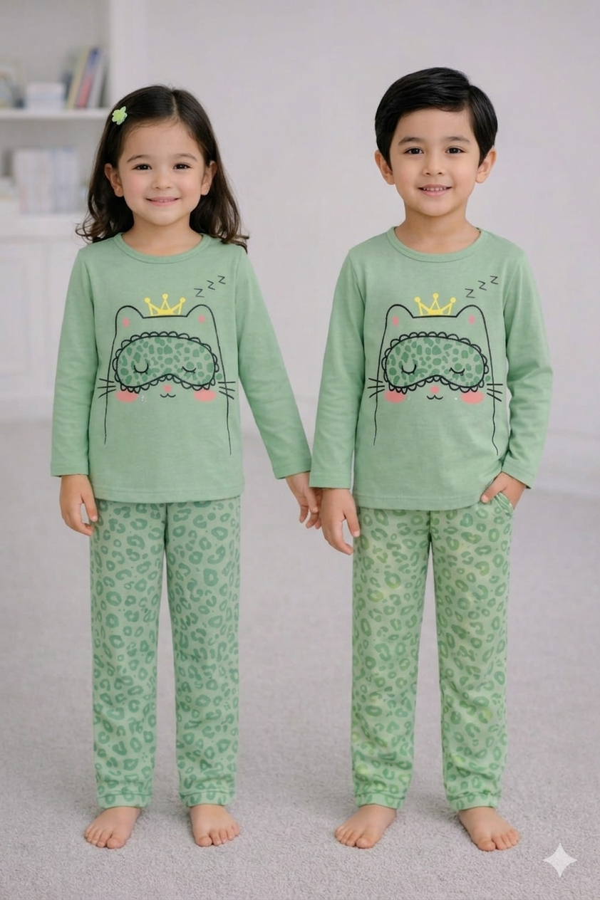 Green Cheeta pjama Printed Kids Wear