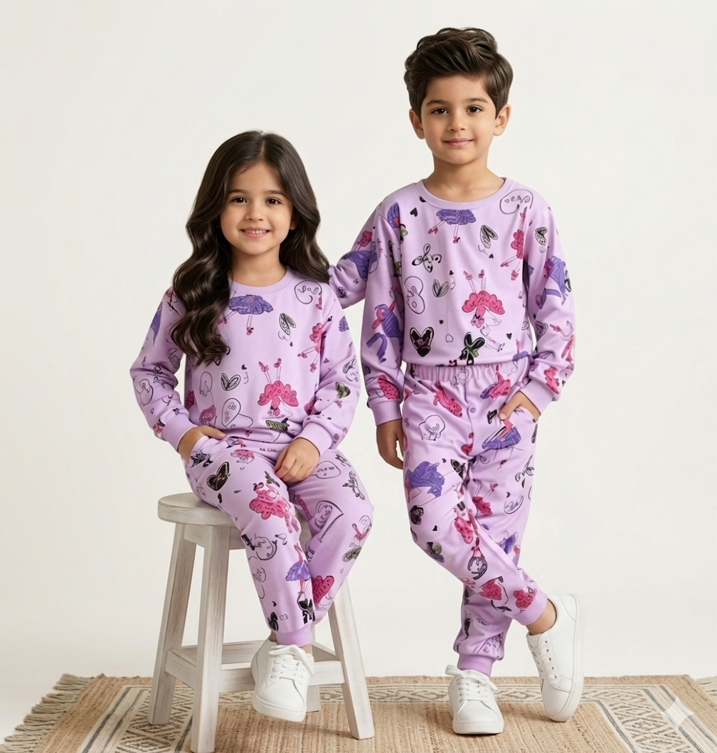 NEW  PURPEL LOVE CUTE PRINT Printed Kids Wear