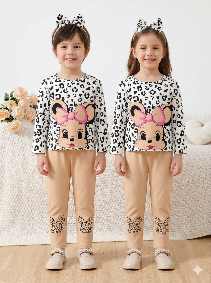 white bunny with cheeta print&nbsp; pajama Printed Kids Wear