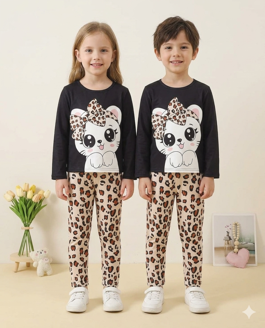 BLACK SLEEPY PRINTED KIDS WEAR