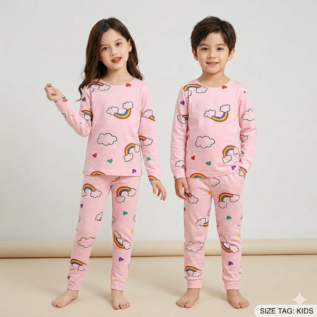 Pink Rainbow Printed Kids Wear
