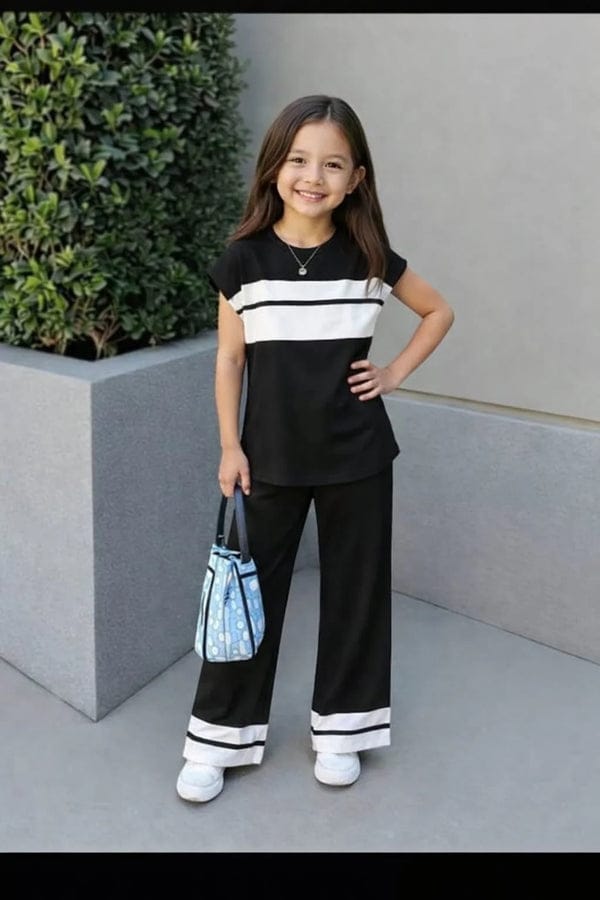 Black  Sando Panal Printed Kids Wear